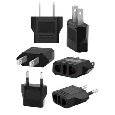 Pack 6 Uds. 4 Enchufes Americano + 2 Enchufes Europeo de Regalo. Adaptadores 6A 110/250V de Viaje a EE.UU-Canada-Cuba-México-Europa-China-Japón (Negros)
