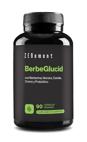 BerbeGlucid - Para la Glucosa y Carbohidratos - Berberina, Morera, Canela, Cromo y Probiótico - 90 Cápsulas Veganas, Sin Aditivos, Sin Gluten, Sin GMO