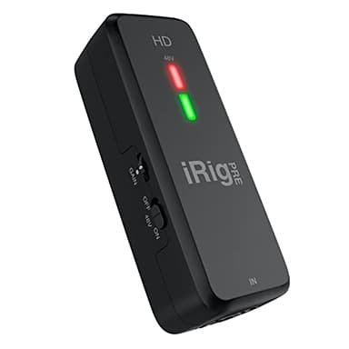 IK Multimedia Irig Pre HD - Interfaz Digital de Micrófono de Alta Definición con Preamplificador de Calidad de Estudio, Negro
