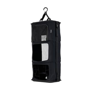 Tropicfeel Armario negro | Sistema de armario de viaje/organizador de ropa | Cabe en cualquier mochila o bolsa de 60 cm x 28 cm x 18 cm | Organizador de viaje colgante (todo negro)