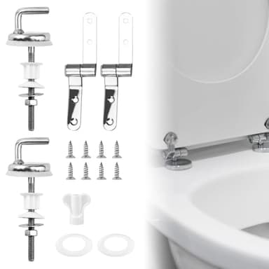 CAREDGO 2 Pcs Bisagra Asiento de Inodoro Fijación De Tapas Asiento Wc Kit de Bisagras Tapa Wc Tornillos Para Inodoro Bisagra de Repuesto Accesorios con Tornillos para Montar y Fijar la Tapa del WC
