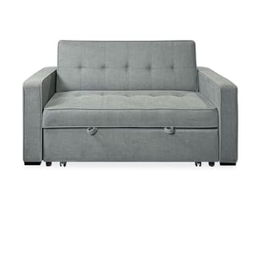 amuéblate online - Sofá Cama de 2 Plazas Modelo Lite, Diseño Moderno, Práctico, Cómodo y Funcional, con Reposabrazos, Acabado en Gris
