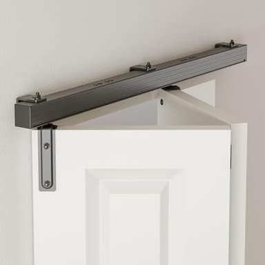 BONIKLUBA Kit de herrajes para puerta corredera de granero plegable de 48 pulgadas para 2 puertas, montaje en pared, suave y silencioso, fácil de instalar, sin puerta [se adapta a puertas dobles de
