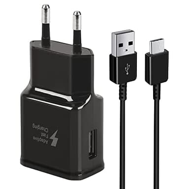 KAIMENGLONG Adaptive Cargador Rápido para Samsung Galaxy S22 S21 S21FE S21+ S20FE S20 S20 Ultra S10 S10e S9 S8 A80 A72 A71 A51 A52 A53 5G/Note 20/10/9/8, con Kit de Cable USB Tipo C de 1,5 m, Negro