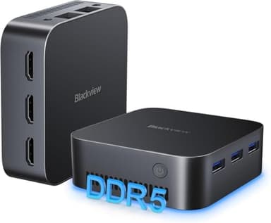 Blackview MP80 Mini PC Intel 12th N95(hasta 3,4 GHz), 16GB LPDDR5 512GB M.2 SSD Mini Ordenador de Escritorio, Compatible con LAN Dual, 3*HDMI, USB 3.0, WiFi 2.4/5G, 4K UHD