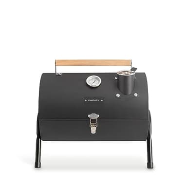 CREATE/BBQ SMOKEY COMPACT/Barbacoa ahumadora de carbón compacta y portátil/De acero inoxidable, con control de temperatura. Fácil y ligera de transportar