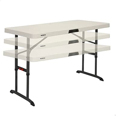 LIFETIME - Mesa Plegable portátil Cuadrada Catering Ultrarresistente, Medidas 122x61cm, Altura Ajustable, Peso 11 kg, Duradera y Resistente, Capacidad 4 Personas (92121)