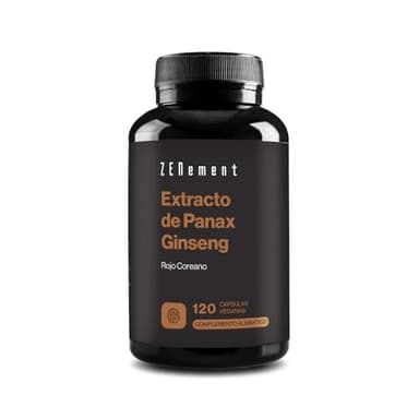 Ginseng Coreano Altamente Concentrado, 2375 mg, 120 cápsulas | Panax Ginseng Vegano, Sin Aditivos | Energía Física y Mental, Ánimo & Concentración | Zenement