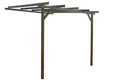 Pérgola para Pared de Madera tratada 240X240X240/270 cm. Naturaleza Urbana con VidaHuerto.