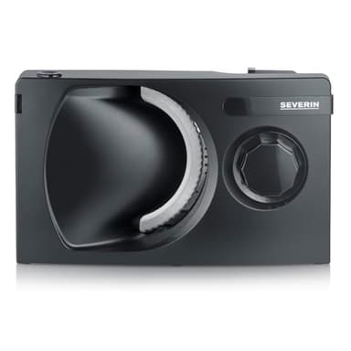 SEVERIN - Cortafiambres eléctrico con corte 0-15 mm, cortadora de fiambre apta para carne, pan y queso, máquina para cortar, rebanadora con protector de dedos, Negro, 100 W, AS 9578
