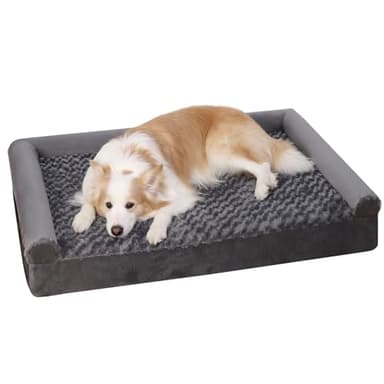KSIIA Cama Perro Grande, Cama Ortopédica para Perros (105x70x18cm) Desenfundable y Lavable, Sofá para Perros, Gris XL