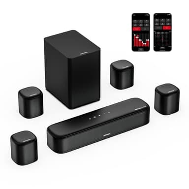 ULTIMEA 7.1ch Barra de Sonido con Dolby Atmos, Sistema de Sonido Envolvente con 4 Altavoces Envolventes, Barra de Sonido TV, Barra de Sonido con Subwoofer para Home Theater, HDMI eARC, Aura A60