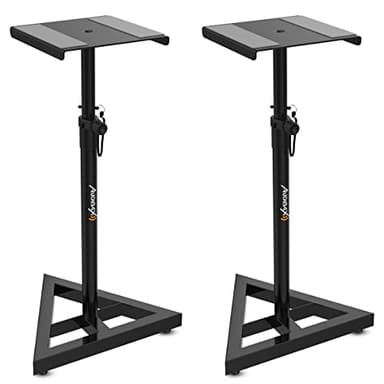 Audibax Neo SM1 - Pack de 2 Soportes para Altavoes de Estudio - Pies para Monitores de Estudio - Altura Regulable de 76 a 130 cm - Estabilidad y Seguridad - Compatibilidad Universal con Altavoces HiFi