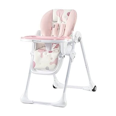 kk Kinderkraft YUMMY Trona bebé, portatil, Plegable, Asiento Reposapiés, Altura y Bandeja Ajustables, 7 niveles, Tronas baratas, Hasta 3 años, Rosa