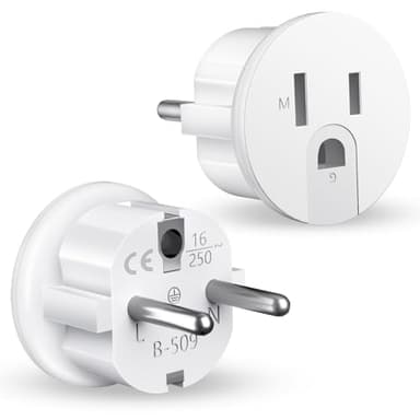 Obllemn Adaptador Enchufe Americano a Europeo, 2 Piezas Adaptador Enchufe Americano a Español, Adaptador Enchufe Americano, Adaptador de Viaje Enchufe para Europa USA Francia Alemania España Austria