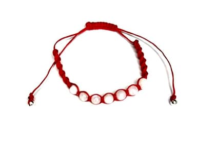 Pulsera de Piedra Luna (pulsera ajustable con nudo corredizo, rojo)