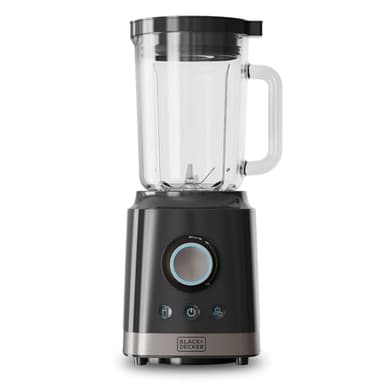Black+Decker - Batidora de Vaso BXJB2000E 2000W | Jarra de Vidrio 1.8L | Cuchillas de Acero Inox | Funciones TURBO, SMOOTHIE, PICA HIELO | Sistema de Seguridad | Pies Antideslizantes | Boca de Vertido