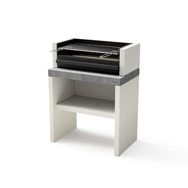 TUOZI - Barbacoa de Obra para Leña y Carbón Modelo Plan 1 Plus (Gris/Blanco - 78 x 47 x 102 cm) Ref: 8025/2 - Uso en Exteriores