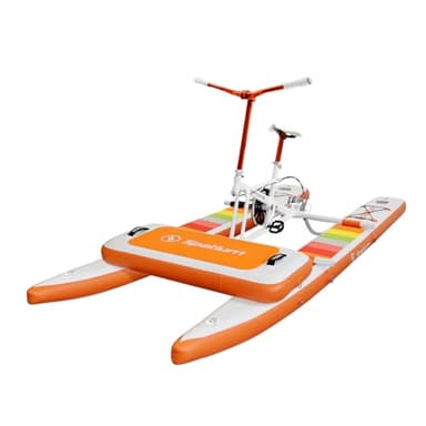 Spatium Bicicleta acuática inflable para lago con pedal, bicicletas acuáticas para deportes acuáticos, 1 persona, marco 2.0 con hélice de 3 cuchillas, color naranja