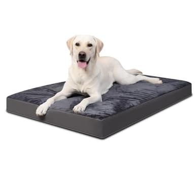 Cama para Perros Grande Ortopédica, L Colchón para Perros Colchoneta Perro Lavable, Base Antideslizante, Gris Oscuro 91x69x7cm