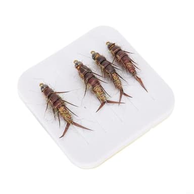 Señuelo realista de ninfa de mosca de piedra para pesca de trucha, lubina, 5 piezas, gancho de acero, altamente eficaz