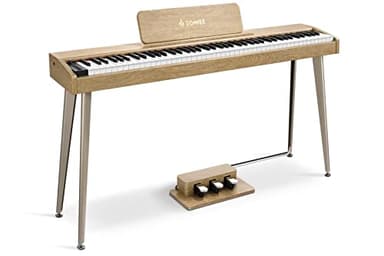 Donner DDP-60 Teclado eléctrico de piano digital de 88 teclas con teclas sensibles a la velocidad, 2 altavoces de 15 W, 128 voces, 83 ritmos, 8 efectos de reverberación, 5 curvas de intensidad