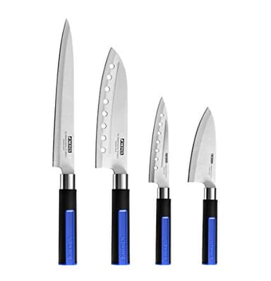 MONIX Solid+ Set de 4 cuchillos japoneses, acero inoxidable