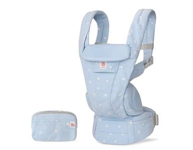 Portabebés Ergobaby Omni Deluxe todo en uno para recién nacidos desde el nacimiento hasta los 20 kg, ergonómico portabebés de algodón de 4 posiciones portabebés de espalda, Serene Blue Flowers