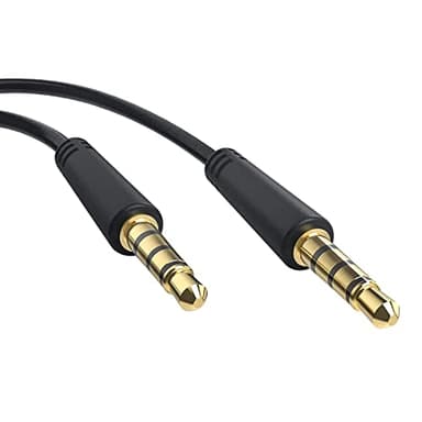 CABLEPELADO Cable alargador Jack 3.5 mm TRRS 4 Pines | Macho a Macho | Compatible con Auxiliar para Radio de Coche, Cascos, PS5, Xbox, Reproductor DVD, Altavoz,PC,TV | Negro | 3 Metros
