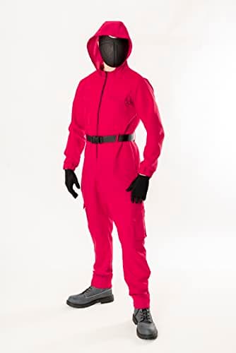 Bristol Novelty 301595XS000 Disfraz de Juego del calamar con máscara, adulto, hombre y mujer, rojo, talla XS Halloween