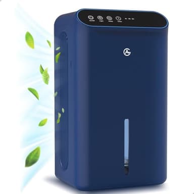 AG 340 Deshumidificador – Purificador de Aire – Filtro de Carbón – Gran Tanque de Agua con Capacidad de 2,5L, 750ml/día de Deshumidificación, Área 10-35m² – Ahorro de Energía –Iluminación de 7 Colores