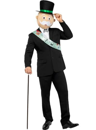 Funidelia | Disfraz de Monopoly para hombre y mujer Originales, Divertidos, Graciosos - Disfraz para adultos y divertidos accesorios para Fiestas, Carnaval y Halloween - Negro