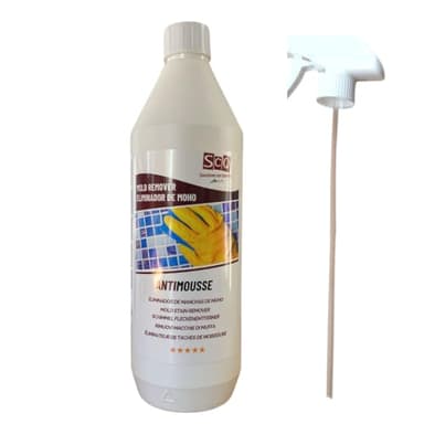 Limpiador antimoho 1L - Elimina manchas de moho, quita manchas humedad y suciedad orgánica, Elimina moho en juntas azulejos, baldosas, silicona, ducha, antimoho para baño,Paredes,Interior y Exterior