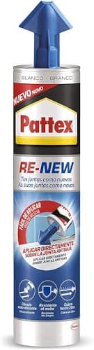 Pattex RE-NEW en cartucho, silicona blanca para sanitarios, blanqueador de juntas para baños, sellador universal impermeable con triple resistencia al moho, 1 x 280 ml