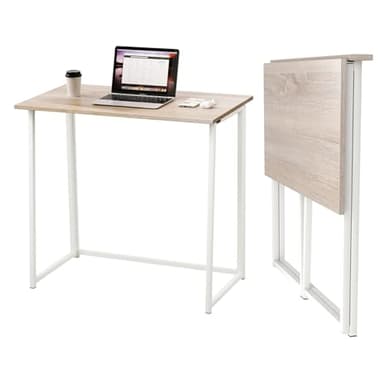 Dripex Mesa Escritorio Plegable, Compacto sin ensamblaje, para Estudio, Casa Oficina, Escritorio para computadora Manualidades, Color Madera, 80 x 45 x 74 cm