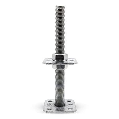 DOJA Barcelona | Soporte de Poste Regulable | 110 x 250 | M24 | Pie de Pilar Regulable Acero Galvanizado | Anclaje Poste Vertical Altura Ajustable para Base Pergola de Madera Jardin, Terraza, Vallas