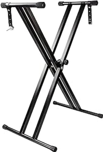 RockJam Soporte de teclado RockJam ajustable con doble refuerzo y con correas de bloqueo