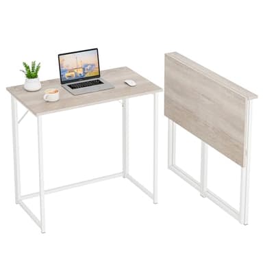 Dripex Mesa Escritorio Plegable, Compacto, Estable y Fácil de Montar, Mesa Ordenador para Casa Oficina y Cualquier Poco Espacio, Color Madera 80 x 46 x 74 cm