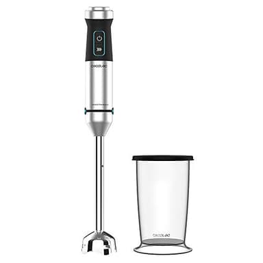 Cecotec Batidora de mano Power TitanBlack 1500 XL. Tecnología CrossBlades con cuchillas de 4 hojas, Pie XL, Antisalpicaduras, Selector de velocidad con función Turbo, Vaso de 800 ml con tapa