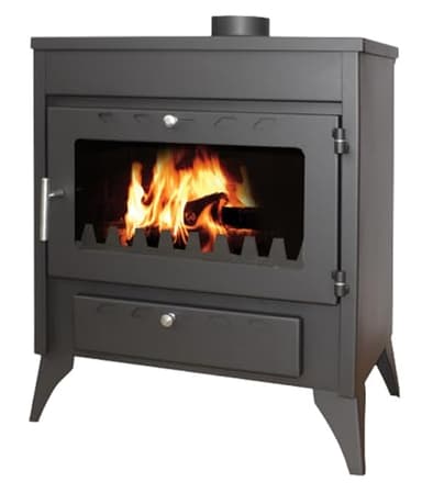 EIDER BIOMASA Estufa de Leña 17,05Kw - Compacta 84x51x66cm - Bajo Consumo - Hierro Fundido - Cámara Grande para Troncos Grandes - hasta 297m3 - Eficiencia Energética Clase A - Visión del Fuego
