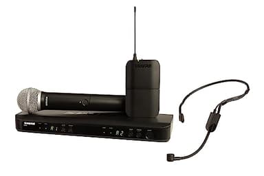 Micrófono inalámbrico Shure BLX1288/P31 - Adecuado para iglesias, karaoke, escenarios y voces - Batería de 14 horas, alcance de 100m - micrófonos de mano y diadema, receptor de doble canal - Banda S8