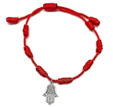 MYSTIC JEWELS By Dalia - Pulseras Roja con Amuleto - ajustable - protección de mal de ojo, buena suerte - para Mujer y Hombre (Mano de Fátima)