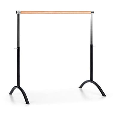 Klarfit Bar Lerina - Barra de Ballet Portátil, Largo 110 cm, Altura Regulable 70-113 cm, Agarraderas de Bloqueo, Tubo de Acero con Recubrimiento en Polvo, Pies de Apoyo y Antideslizante