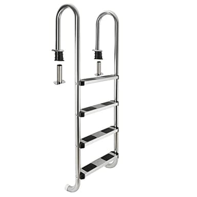 Arebos – Acero Inoxidable Escalera para Piscina de | 4 peldaños | con antirutschpads en los peldaños