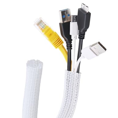 3m Protector de Cables Autocierre, 13-22mm Organizador de Cables, Flexible Funda Organizador de Cables, Cierre Ocultar Cubre Cables para Office, PC, TV, USB, Cables Automotrices (Blanco)