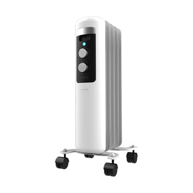 Cecotec Radiador Eléctrico de Aceite Bajo Consumo de 5 Módulos ReadyWarm 550 Space White. 1000W, 3 Niveles de Potencia, Sistema de seguridad y Ruedas, Ideal para 12m², Blanco
