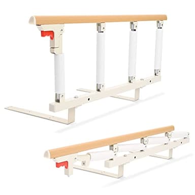 Helangel Barandilla Cama Adultos Abatible Barrera de Cama Protector Lateral Seguridad Asidero Barrera de Seguridad para Adultos Cama Hospital Cabecera 97 x 40 cm