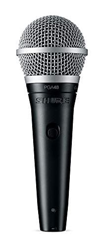 Shure PGA48-XLR-E Micrófono Dinámico de Mano para Voces con patrón de captación cardioide, Interruptor Discreto de Encendido/Apagado, Conector XLR de 3 Pines Cable XLR a XLR de 15