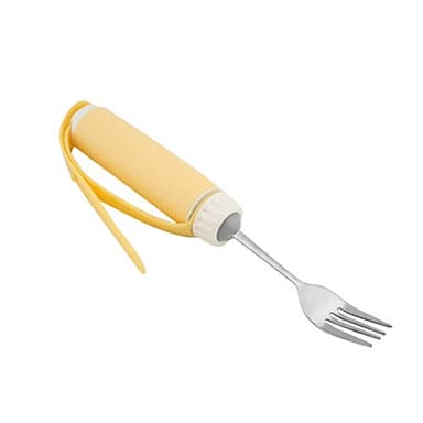 Utensilios Adaptables para Artritis, Horquilla de fácil agarre con Correa de mano y Asa antideslizante, Cubiertos extraíbles con rotación de 360 grados para ancianos con Parkinson(Horquilla)