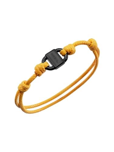 BREIL, colección Block, pulsera para hombre de algodón, enriquecida con un elemento central de acero, pulsera de cordón de algodón, longitud ajustable con nudo corredizo
